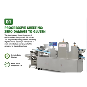 Ligne de production de <span class=keywords><strong>pain</strong></span> automatique multifonctionnelle à trois rouleaux, machine à faire des pains à burger, des toasts, des baguettes, boulangerie - Product Image 1