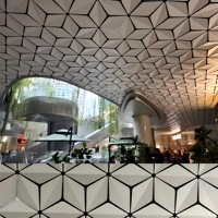 Décoration de faux-plafond moderne pour hall, plafond tendu 3D en alliage d'aluminium architectural personnalisé, ignifuge et imperméable