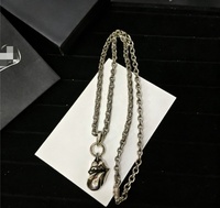 Colliers pendentifs croix Chro Heart pour hommes et femmes, en cuivre plaqué argent, chaîne à maillons vintage, tendance, mode hip-hop, cadeau, vente en gros