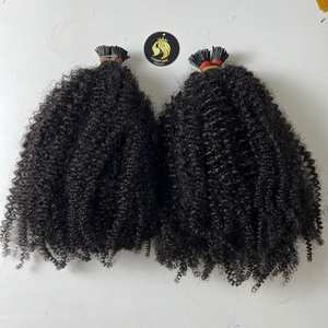 <b>Tight</b> Curl <b>Pattern</b> Vietnamese Raw Human Hair Extensions Kinky Curly Keratin I U V Flat Tips Custom Color 8-40 Inch - Product Image 5