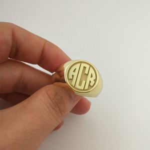 Кольцо из серебра 925 пробы с буквой с монограммой на заказ, винтажные мужские ювелирные изделия с 3d-гравировкой имени и фото, позолоченные кольца в подарок - Product Image 3