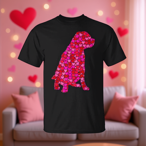 Camiseta de San Valentín con Corazón Rosa y Rojo para Amantes de los Perros, Camiseta Promocional - Product Image 3