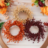 Couronne artificielle artisanale bordeaux en gros, pour décoration murale ou de porte, idéale pour mariage, fête de printemps, Noël