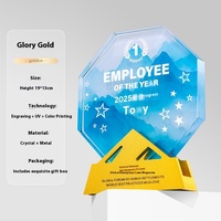 2025 nouveau trophée gravé écologique en cristal de verre créatif sur mesure haut de gamme élégant employés exceptionnels équipe de champions