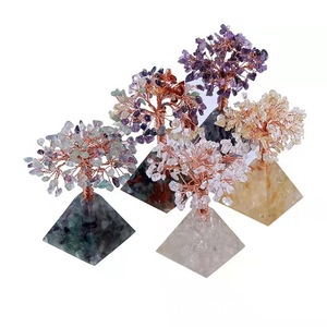 ต้นไม้เงินคริสตัล ฐานพีระมิดอะมีทิสต์ธรรมชาติ ของตกแต่งบ้านและสำนักงาน ของขวัญงานฝีมือ - Product Image 3