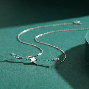 Collar de cadena de eslabones elegante con estrellas Vintage, colgante de turquesa de Plata de Ley <span class=keywords><strong>100</strong></span>% 925 para mujer, joyería de regalo de Navidad - Product Image 5