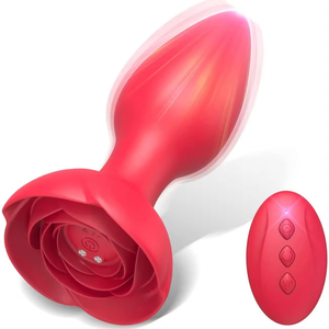 Plug anal vibrant imperméable et écologique en forme de rose pour homme et femme avec télécommande sans fil, jouet sexuel pour adultes, marque OEM - Product Image 1