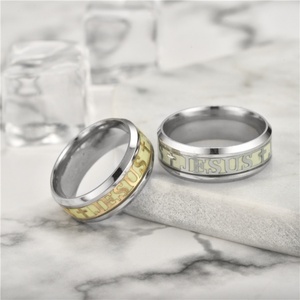 Anillo con Diseño de Alfabeto, Joyería Religiosa, Anillo con Cruz de Jesús e Iniciales para Hombre, Anillo Luminoso que Brilla en la Oscuridad - Product Image 5