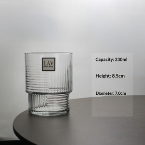 <span class=keywords><strong>Verre</strong></span> Highball <span class=keywords><strong>LAV</strong></span> Original 8oz 14oz 18oz, Mug à Boissons Empilable Rayé Turc pour Bière Whisky Lait Jus Café, Luxe Professionnel - Product Image 6