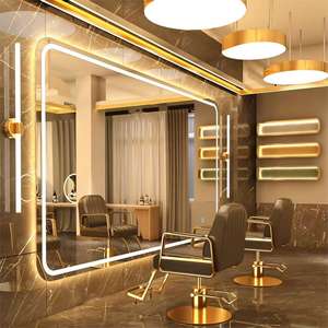 Modern tek taraflı aydınlatma LED berber aynası çevre dostu dikdörtgen cam duvara monte alüminyum çerçeve dokunmatik LED ayna - Product Image 4