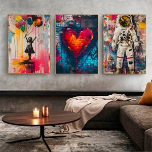 Poster SQ Fashion Pop Art Einstein e Chaplin Graffiti Street Art Decorazione per la Casa Arte Murale Stampa su Tela - Product Image 6
