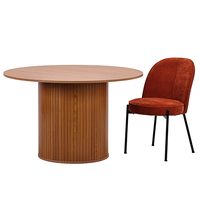 Table de salle à manger de luxe en bois massif doré et plastique, 8 places, avec chaises – Prix abordable