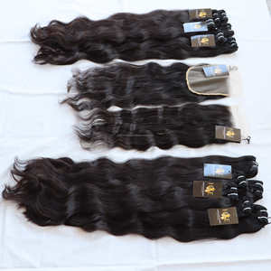 Swiss Hd Transparent Lace Closure Frontal Bundles de cheveux humains noirs naturels avec fermeture Bundle de cheveux humains naturels bruts indiens - Product Image 2