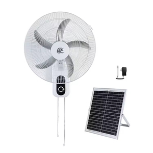 Ventilateur solaire mural blanc de 18 pouces pour la maison, avec contrôle de la vitesse du vent, chargeur de panneau solaire, interrupteur rotatif - Product Image 1