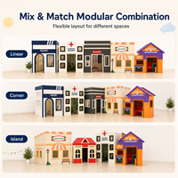 Équipement de terrain de jeux intérieur éducatif pour enfants, maisonnette de jeu d'imitation, village de jeu de rôle éducatif, ville de jeux souples avec café et station-service