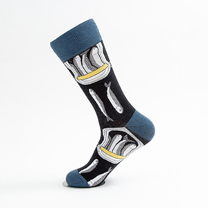 <span class=keywords><strong>Chaussettes</strong></span> en coton mélangé 200N pour hommes adultes, à motifs fantaisie : poisson en conserve, crâne, homard, rayures zébrées, champignon, dessins animés - Product Image 1