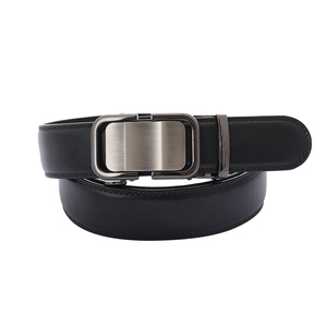 Men Business Automatic Ratchet Leather Belt Formal Office Wear Adjustable Alloy <b>Buckle</b> Black PU Waist <b>Strap</b> For Suit - Product Image 1