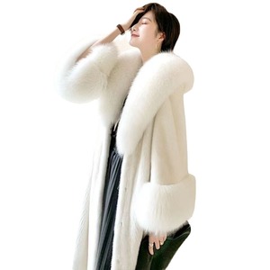 2025 di moda invernale Plus Size <span class=keywords><strong>Trench</strong></span> in pelliccia di visone finto cappotto lungo con risvolto in pelliccia e polsino giacca in pelliccia per <span class=keywords><strong>donna</strong></span> cappotto invernale - Product Image 5