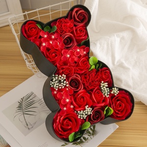  Artificial Rose Flower Bear Gift Box para Mom Girlfriend Rose Box Presente de aniversário Valentines Mother Day's Novelty Gift