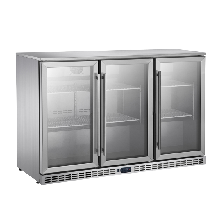 double door glass fridge