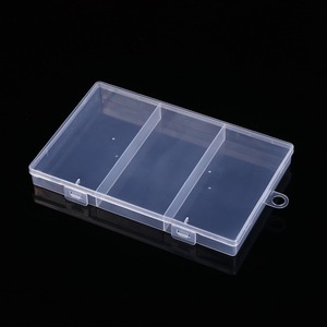 Boîte de rangement rectangulaire transparente à 3 compartiments avec couvercle rabattable pour cartes de visite et petits objets, organisateur de bureau - Product Image 1