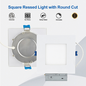 Plafonnier encastré LED carré 5CCT 2700K-5000K Dimmable Sans boîtier Downlight 4'' 6'' Panneau lumineux carré mince - Product Image 2