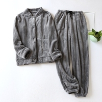 Ensemble de pyjama en polaire pour femmes, haut à manches longues à boutons rayés et pantalon de jogging, vêtements de nuit pour la maison