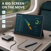 Moniteur portable de bureau mobile 18,5 pouces FHD IPS 60-75Hz, écran d'ordinateur portable avec support de bureau, moniteur de jeu et double haut-parleur