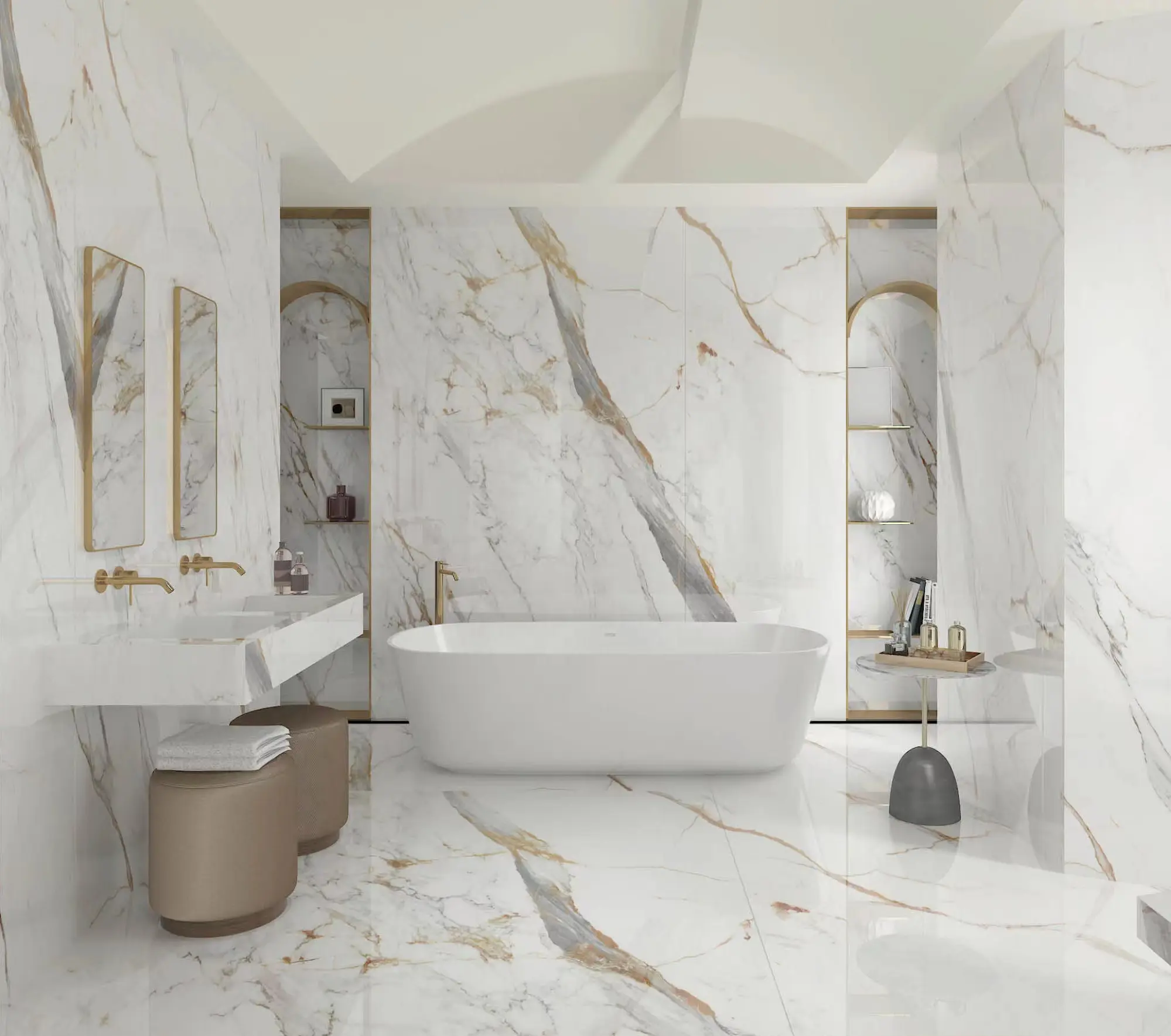 Conception de projets d'hôtel, carreaux de marbre italien blanc poli et dalle de marbre
