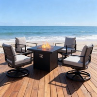 Table de foyer au gaz carrée en aluminium de 32 pouces avec chaises