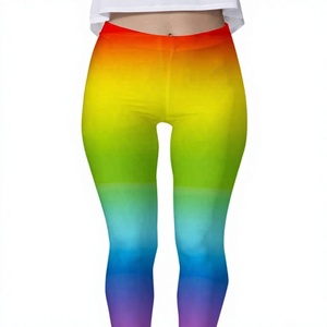 Leggings de compression pour homme, longueur intégrale, motif arc-en-ciel, taille élastique, en Spandex et Polyester, coupe ajustée - Product Image 3