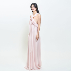 Precio directo <span class=keywords><strong>de</strong></span> fábrica Premium Pink Cubic Floral Neck Dress Niche francés Light Wedding Nupcial <span class=keywords><strong>Vestidos</strong></span> <span class=keywords><strong>de</strong></span> mañana - Product Image 3