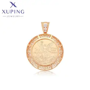 X000809804 Bijoux XUPING Plaqué <span class=keywords><strong>Or</strong></span> 18 carats Bijoux de Mode Pendentifs Pièce de Monnaie Mexicaine <span class=keywords><strong>50</strong></span> <span class=keywords><strong>Pesos</strong></span> Unisexe Breloques Hip Hop pour Collier Chaîne - Product Image 1