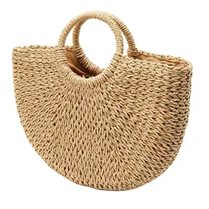 Hotting Permen Warna Bahu Tas Handmade Straw Bags Mini Woven Flap Manis Pastoral Tas Rotan