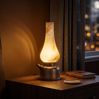 Lampe de bureau LED rechargeable minimaliste avec base en aluminium brossé pour chambre à coucher, lampe de table sans fil de luxe en albâtre pour la vente en gros