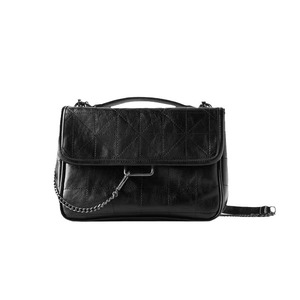 ZA Bolso bandolera de cuero PU negro para mujer, bolso de hombro suave con cadena para uso diario, viaje a rayas, moda nacional - Product Image 6