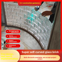 Briques de verre carrées courbées ultra-transparentes, motifs cristallins, finitions translucides pour la protection de l'intimité des pièces