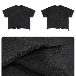 OEM Retro 100% Cotton Knitted Heavyweight Men's Oversized T-Shirt Screen Printed Logo Anti-Wrinkle Stone Acid Washed Vintage - Product Image 1