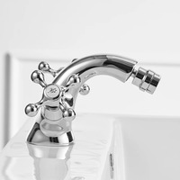 Robinet de lavabo antique à double commande, entièrement en cuivre, style américain, électroplaqué, avec cartouche céramique, anti-éclaboussures, à poser sur le comptoir
