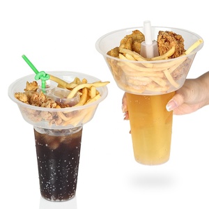 Vaso Desechable de PP para Snack y Bebida <span class=keywords><strong>2</strong></span> en 1 Personalizado, Vaso de Plástico para Té con Leche y Refresco con Tazón - Product Image 3