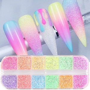 12 grilles ongles sucre poudre holographique paillettes <span class=keywords><strong>pull</strong></span> sable revêtement effet <span class=keywords><strong>bleu</strong></span> rose Pastel Pigment bricolage Gel vernis décoration - Product Image 1
