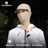 ROCKBROS-Gorro con forro polar 2 en 1, máscara cálida a prueba de viento, capucha de montar, gorro de lana, bufanda de invierno de pesca de cara completa