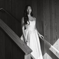 Robe de mariée en satin bustier froncée coupe trapèze avec traîne cathédrale 2026 sur mesure en gros