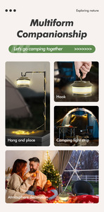 Misuratore a nastro retrattile portatile con luce a corda per campeggio, lampada d'atmosfera da esterno impermeabile ricaricabile tramite USB-C per tenda ed escursioni - Product Image 5