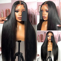 Perruque en cheveux humains indiens bruts 13x6 avec dentelle frontale, perruques frontales complètes HD sans colle, perruque brésilienne lisse ou bouclée pour femmes noires