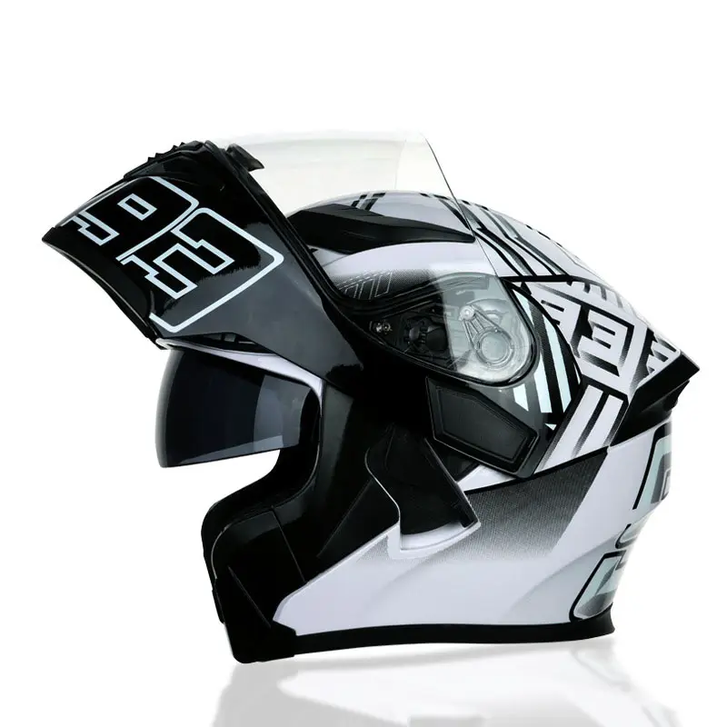 Dot capacete de motocicleta elétrica, capacete de quatro estações com lente dupla padrão descoberto