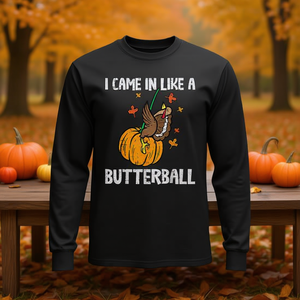 Camiseta de manga larga con estampado de Acción de Gracias, estilo Came In Like A Butterball - Product Image 3