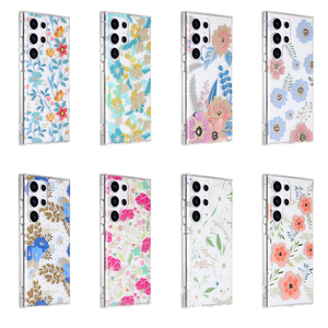 Moda PC + TPU IMD Flower Clear Case para <span class=keywords><strong>Samsung</strong></span> <span class=keywords><strong>Galaxy</strong></span> S23 Plus S24 Ultra 2,0 MM Anti-drop Floral Cover para A52 A53 A54 A55 5G - Product Image 1