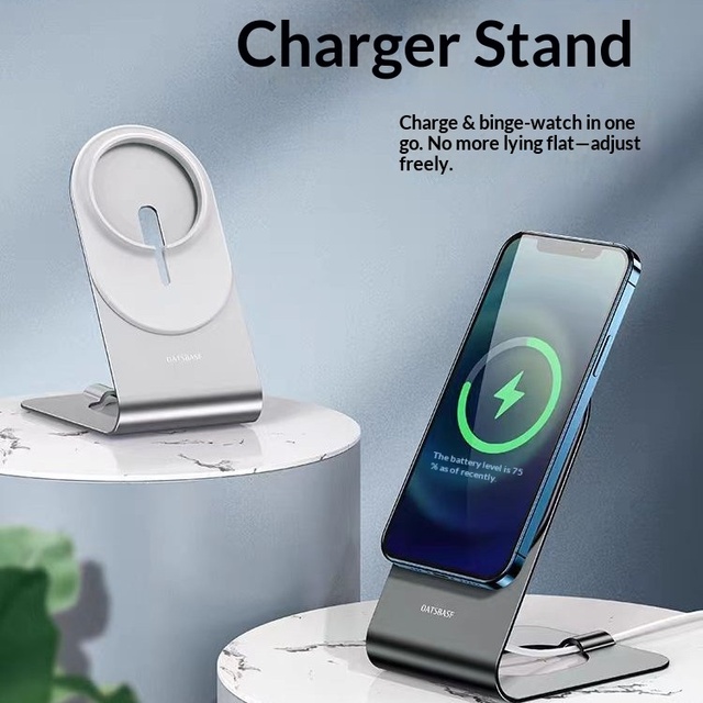 Compatible with Apple Wireless Charging Desktop Stand, Metal Silicone Anti-Slip Phone Holder, Charging Dock Bracket for iPhone