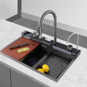 Ensemble évier et robinet de cuisine en acier inoxydable 304 simple et multifonctionnel, pour usage domestique, suite de sanitaires - Product Image 6